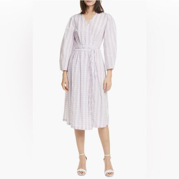 Baum und Pferdgarten Abylene Check Seersucker Wrap Dress Purple Size 42 (US 12) - Picture 1 of 12